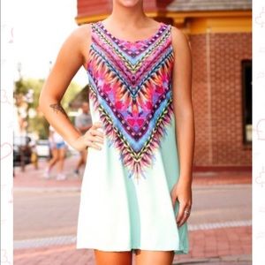 EUC mint feather print dress, size small